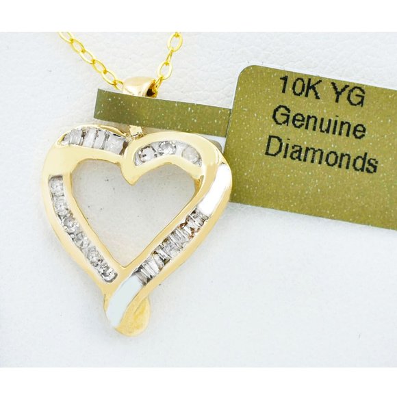 Genuine 0.30 Cts Diamond Heart Pendant 10k Gold